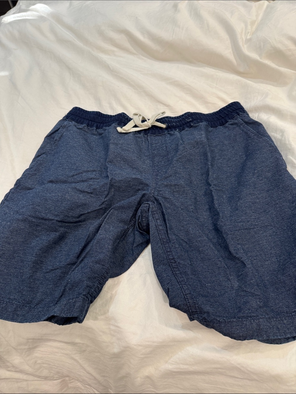 Men's Navy Drawstring Indigo Cotton Casual Shorts